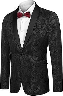 COOFANDY Men's Casual Blazer Paisley Jackets Retro Suit Jacquard Floral Print One Button Stylish Coats Chic Tuxedo Dinner Jacket
