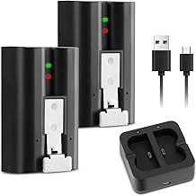 2 Pack Ring Doorbell Battery Replacement, 3.65V 6040mAh Rechargeable Battery for Ring Doorbell 2/3/4 with Charger Station (Black)