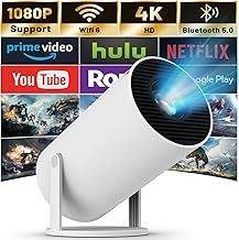 Mini Projector with WIFI 6 and Bluetooth, 4K 1080P Support Portable Projector 180° Rotatable 130'' Screen Movie Projector Auto Keystone Compatible for Laptop, PC, Smartphone