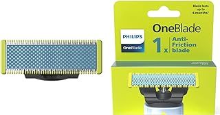 Philips OneBlade Authentic Anti-Friction Replacement Blade for OneBlade Hybrid Electric Shaver and Trimmer. Trim, Edge and Shave with Durable Stainless Steel, 1x pack (4 Month Supply), Model QP215/50