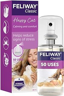 Feliway Classic 60ml Spray, 60ml Anxiety Relief Feliway Classic Pheromone Spray For Cats With Approximately 50 Uses, Calm Your Cat And Reduce Behavioural Issues And Stress With Feliway Classic