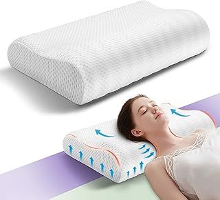 Neck Luxury Memory Foam Pillows,Ergonomic Bed Head Pillow for Sleeping Neck and Shoulder Pain Relief,Orthopedic Cervical Pillow for Side, Stomach and Back Sleepers (White)