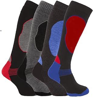 4 Pairs of Mens High Performance Thermal Ski Socks-Assorted-UK 6-11 (Eur 39-45)