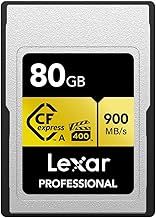 Lexar Professional 80GB CFexpress Type A Gold Series Memory Card, Up to 900MB/s Read, Cinema-Quality 8K Video, Rated VPG 400 (LCAGOLD080G-RNENG)