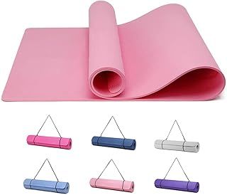 Good Nite Yoga Mat Exercise Fitness Mat Extra Thick Non-Slip Training Mats for Sports Pilates Gym Mats Floor Gym Resistance Mat with Carrying Strap 183 x 61 x 0.6 cm