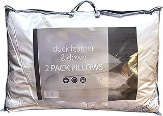Duck Feather & Down Pillows- Luxurious Comfort for Restful Sleep-Hypoallergenic & Anti Dust Mite-2 Duck Feather Pillows UK Standard Size(48x74cm)