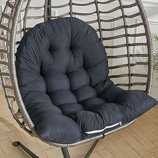 Warmiehomy Egg Chair Cushion Swing Hanging Chair Cushion Thicken Hanging Basket Chair Cushion Rattan Cushion Egg Chair Cushion for Garden Outdoor Indoor Patio (Only Cushion), 116x80x15cm, Black