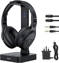 YGiTK Wireless Headphones for TV Watching with 2.4G Transmitter Charging Dock, TV Headphone Support Optical 3.5mm Input 12 hours Battery life, High Volume Headset for Seniors Hearing Impaired