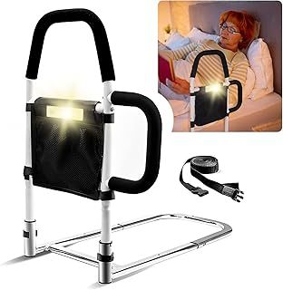 Bed Rails for Elderly Adults with Motion Light, Storage Pockets and Reinforced Side Handles, Bed Guard, Ideal Mobility Aid for Seniors, Disabled, Children, Pregnant Women