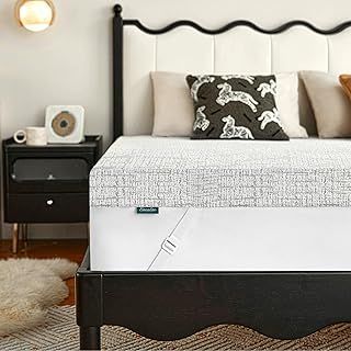 Mattress Topper Kingsize Bed Thick, King Mattress Topper with Washable Cover and Elastic Straps