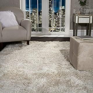viceroy bedding SHAGGY RUG Super Plush Extra Large Rugs Living Room with SHIMMERING SPARKLE GLITTER STRANDS Fluffy 55mm Thick Pile Height Modern Area Rugs - (Cream Ivory, 120cm x 170cm (4ft x 6ft))