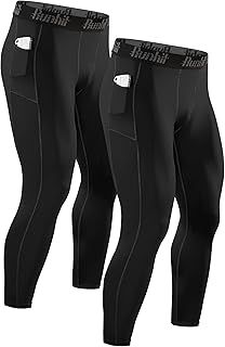 Runhit Men's Running Leggings Gym Compression Pants Men Sports Tights Thermal Base Layer Trousers for Cycling Football Golf Yoga