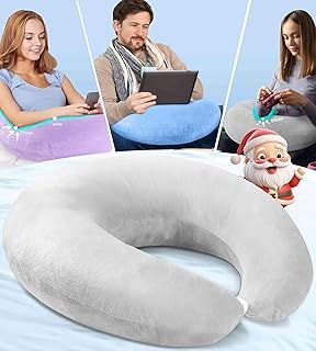 Reading Gaming Pillow for Bed Adult Kids: Lap Desk Pillow for Sitting in Bed/Sofa/Floor - Compact Arm Support Pillow for Reading/Gaming/Working/Crocheting Improve Sitting Posture&Reduce Fatigue