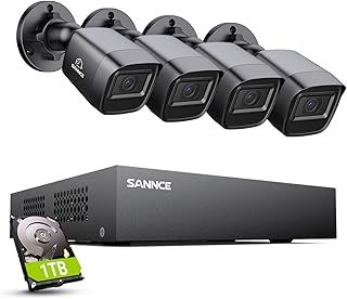 SANNCE 8 Channel 1080P Outdoor CCTV Camera System, 4pcs 1080P Weatherproof Home Security Camera, Motion Detection, Email &APP Alert, P2P, Live Viewing Kits 1TB Hard Drive Include