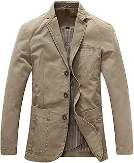 Allthemen Mens Casual Blazer Slim fit Long Sleeve Jacket Washed Cotton 3-Button Casual Suits Blazer Jackets