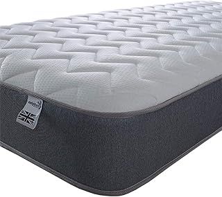 Essentials Zig Zag Small Double Mattress with Springs and Memory Foam. 7.5 Inch Budget Mattress. Grey, Soft Firmness (120x190x19cm)