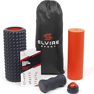 Elvire Foam Roller Set 5-in-1 Deep Tissue Massage Roller, Back Ball, Foot Muscles Trigger Points, Relieves Pain: Back, Foot, Legs, Neck, Exercise Yoga & Physio