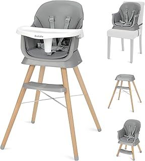 Ezebaby Baby High Chair, High Chairs for Babies and Toddlers with Adjustable Legs, Portable 6-in-1 Convertible to Booster Seat for Dining Table (Gray)