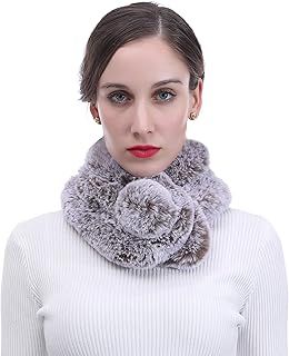 Lina & Lily Unisex Winter Fur Collar Scarf with Pom Soft Fluffy