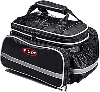 Bicycle Pannier, Outdoor Waterproof Multi- function Portable Bicycle Pack Bike Pannier Carrying Luggage Package Rack Panniers Rear Seat Trunk Bag with Rainproof Cover(Black)