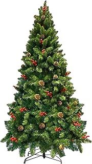 Maxesla 6ft Christmas Tree with Foldable Metal Stand, 800 Tips Artificial Christmas Tree, Realistic Bushy Spruce Branches and Berries, Idea Christmas Decorations Tree for Holiday Decoration