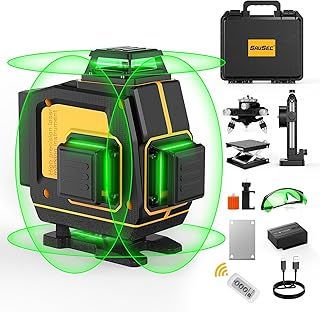 Laser Level 4D Self Leveling, SAVSEC 4x360 (Up to 37 Hours) Green Cross Line Lazer, 16 Lines Leveler Tool Rechargeable/Adjustable Brightness/Remote Control/Switchable for Home & Outdoor