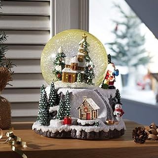 Marco Paul Interiors Christmas Village Winter Wonderland Musical Snow Globe Colour Changing Snow Sphere 12cm Festive Scene Xmas Indoor Use Home Décor