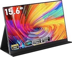 HONGO Portable Monitor 15.6" 1080P FHD Laptop Monitor Screen IPS, Plug&Play Extender Monitor Built-in Dual Speakers, Second Screen for Laptop/PC/Mac/PS345/Xbox with HDMI/USB C Port & Smart Cover