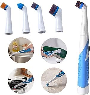 Electric Scrubber Cleaning Brush Electrical Brush Cleaner Spin Scrubber Cordless Cleaning Gadget with 4 Heads for Bathroom Household Tub Tile Floor Wall Kitchen