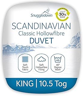 Snuggledown Scandi Collection King Size Duvet - 10.5 Tog UK-Made Luxury King Quilt, Ultra-Soft, Breathable & Hypoallergenic, Satin Stripe Cover Year-Round Comfort & Use (225 x 220cm)