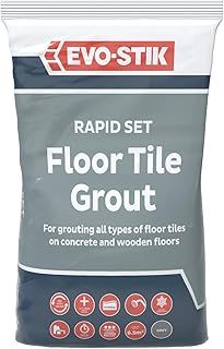 EVO-STIK Floor Tile Grout, Fast Setting, For Wood and Concrete Floors, Waterproof, For Interior and Exterior Use, Colour: Grey, 5kg