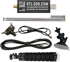 RTL-SDR Blog V3 R860 RTL2832U 1PPM TCXO HF Bias Tee SMA Software Defined Radio with Dipole Antenna Kit (Black)