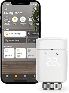 Eve Thermo (Apple Home) - Smart Radiator Valve with LED Display, Automatic Temperature Control, no Bridge Required, Integrated Touch Controls, Bluetooth/Thread, Made in Germany