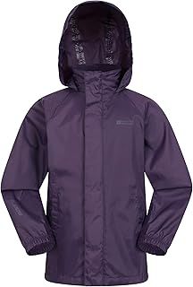 Mountain Warehouse Pakka Kids Waterproof Jacket - Wind Resistant, Lightweight,Breathable Rain Coat for Girls & Boys, Packaway Bag - For Rain, Autumn, Winter