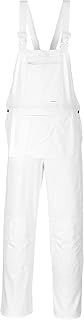 Portwest S810 Men's Painters Bib Overalls - Bib and Brace Cotton Workwear Overalls White, Large