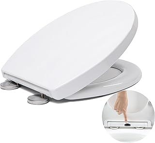 Soft Close Toilet Seat, Toilet Seat with Quick Release for Easy Clean, Standard Loo Toilet Seats Oval, Simple Top Fixing, Universal Toilet Seat, Non-Slamming, White