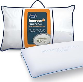 Silentnight Memory Foam Pillow – Orthopedic Pillow for Shoulder and Neck Pain Relief and Support – Hotel Quality Memory Foam Bed Pillow Machine Washable Cover for Back Stomach and Side Sleepers – Firm