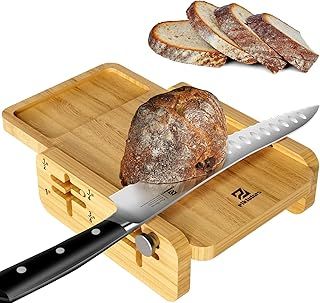 Piklohas Bread Slicer for Homemade Bread, World's First Horizontal Wooden Loaf Cutter with Crumb Tray, Adjustable 3 Slice Thickness for Sourdough, Cake, Toast, and Bagels(Without Knife)