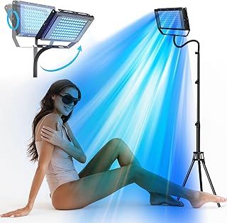 Tanning Lamp Solarium for Home, 50 W Sun Lamp, 2 Modes Constant + Pulsating, 5 Brightness Levels, Face Tanning Daylight, Black, High Density, All Skin Tones