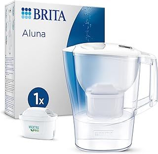 BRITA Aluna Water Filter Jug White (2.4L) incl. 1x MAXTRA PRO All-in-1 cartridge - fridge-fitting jug with digital LTI - now in sustainable Smart Box packaging