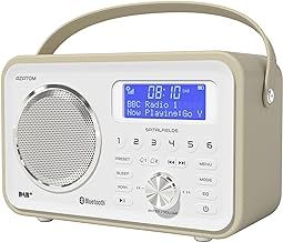Spitalfields 2 Retro DAB/DAB+ Digital FM Portable Radio | Alarm Clock | Bluetooth 5.0 | Leather Effect Finish | Mains Powered | Rechargable Battery | Subwoofer | Premium Stereo Sound (White)