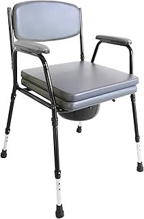 PEPE Mobility - Commode Toilet Chair Padded for Bedroom, Bedside with Bucket, Disabled and Elderly Seat Frame, Chamber Pot Adults