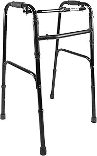 PEPE Mobility - Walking Frame Without Wheels (Black), Folding Zimmer for Adults, Mobility Walker, Narrow for Elderly, Disability Aids, Foldable