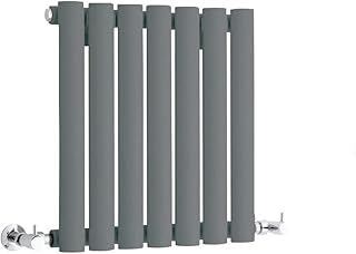 Milano Aruba - Anthracite Horizontal Single Oval Panel Radiator - 400mm x 413mm
