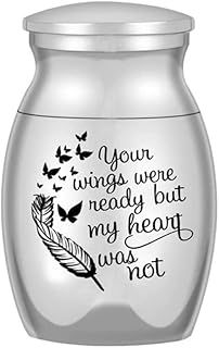 Mini Cremation Urn - Small Keepsake Urns for Human & Pet Ashes, Stainless Steel, 25x16 mm/0.98x0.63 inch (Silver)