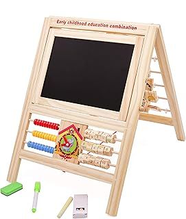 HYGRAD® 7 in 1 Kids Educational Easel Blackboard Multi-Activity Drawing Board Alphabet Numbers WhiteBoard