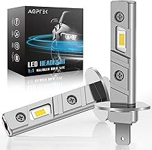 AGPTEK H1 LED Headlight Bulbs, 60W 16000LM 6000K Xenon White Halogen Replacement Bulb 1:1 Mini Size Fanless Car Conversion Kit CPS Chip Temperature Control, Non-polarity Plug and Play, Pack of 2