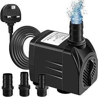 Submersible Water Pump, Ultra Quiet Water Feature Pump(25W,1800L/H) for Aquarium, Fish Tank, Pond,Hydroponics, Statuary, with 4 Strong Suction Cups, Adjustable Water Volume (13/16/19 mm)