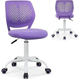 Kids Desk Chair, Height Adjustable Study Chairs with PU Casters, Gas Lift, Children Swivel Computer Chair for School Home, Load Capacity 110kg (Purple)