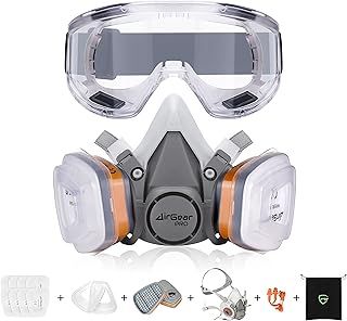 AirGearPro G-500 Reusable Anti Dust Anti Gas Respirator Mask with Filters and Protective Goggles for Painting, Working, DIY, Sanding
